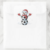 Sneeuwman Voetbal Kerstman Honkbal Sport Vierkante Sticker (Tas)