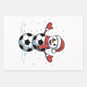 Sneeuwman Voetbal Kerstmis Kerstman Honkbal Sport Inpakpapier Vel