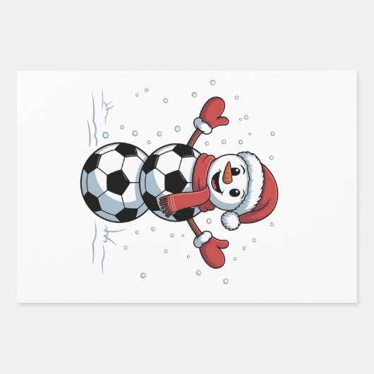 Sneeuwman Voetbal Kerstmis Kerstman Honkbal Sport Inpakpapier Vel (Voorkant)
