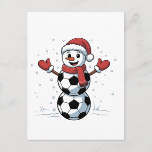 Sneeuwman Voetbal Kerstmis Santa Honkbal Sport Aankondigingskaart