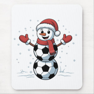 Sneeuwman Voetbal Kerstmis Santa Honkbal Sport Muismat
