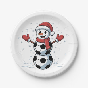 Sneeuwman Voetbal Kerstmis Santa Honkbal Sport Papieren Bordje