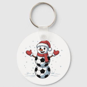 Sneeuwman Voetbal Kerstmis Santa Honkbal Sport Sleutelhanger