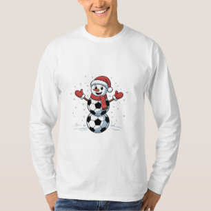 Sneeuwman Voetbal Kerstmis Santa Honkbal Sport T-shirt