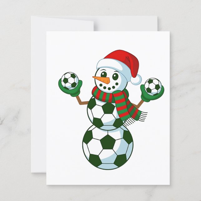 Sneeuwman Voetbal Kerstmis Sportliefhebbers (Voorkant)