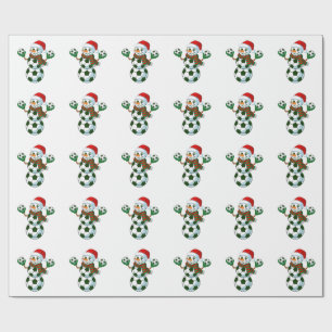 Sneeuwman Voetbal Kerstmis Sportliefhebbers  Cadeaupapier