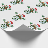 Sneeuwman Voetbal Kerstmis Sportliefhebbers  Cadeaupapier (Hoek)