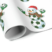 Sneeuwman Voetbal Kerstmis Sportliefhebbers  Cadeaupapier (Rol Hoek)