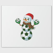 Sneeuwman Voetbal Kerstmis Sportliefhebbers Cadeaupapier (Vlak)