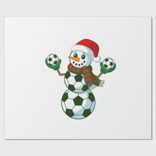 Sneeuwman Voetbal Kerstmis Sportliefhebbers  Cadeaupapier