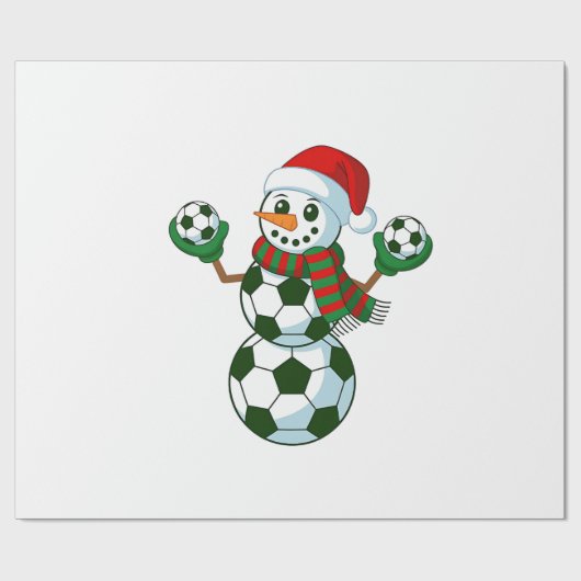 Sneeuwman Voetbal Kerstmis Sportliefhebbers  Cadeaupapier (Vlak)