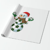 Sneeuwman Voetbal Kerstmis Sportliefhebbers  Cadeaupapier (Uitgerold)
