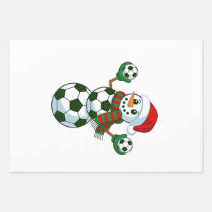 Sneeuwman Voetbal Kerstmis Sportliefhebbers  Inpakpapier Vel