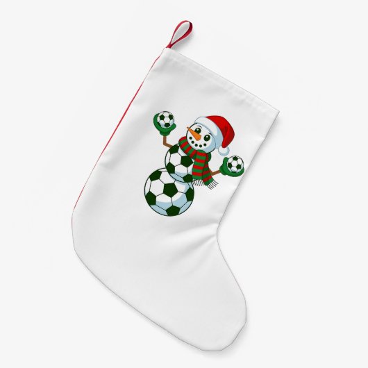 Sneeuwman Voetbal Kerstmis Sportliefhebbers Kleine Kerstsok (Voorkant (Hangend))