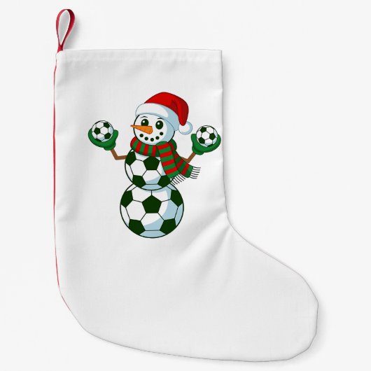 Sneeuwman Voetbal Kerstmis Sportliefhebbers Kleine Kerstsok (Voorkant)