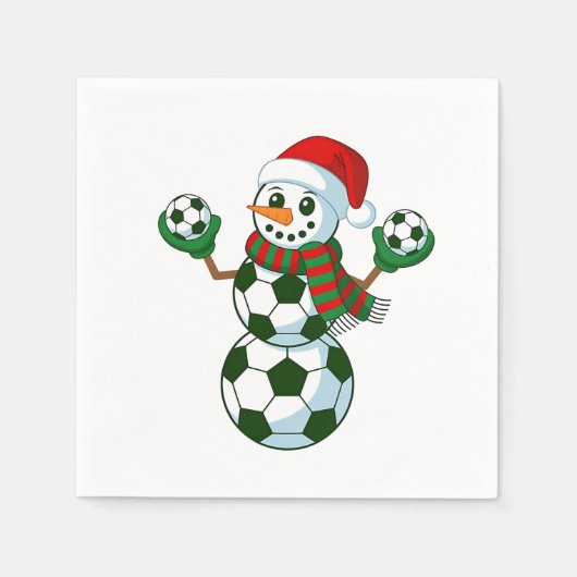 Sneeuwman Voetbal Kerstmis Sportliefhebbers Servet (Voorkant)