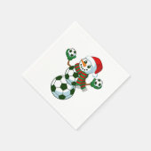 Sneeuwman Voetbal Kerstmis Sportliefhebbers Servet (Hoek)