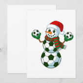 Sneeuwman Voetbal Kerstsport liefhebbers Bedankkaart (Voorkant / Achterkant)