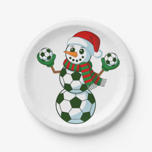 Sneeuwman Voetbal Kerstsport liefhebbers Papieren Bordje