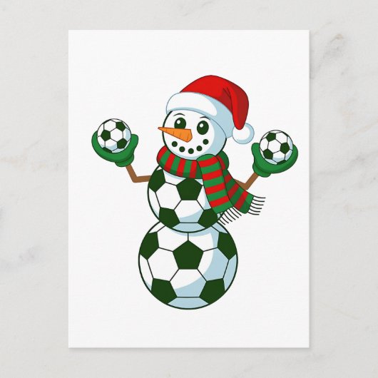 Sneeuwman Voetbal Kerstsport liefhebbers Uitnodiging Briefkaart (Voorkant)