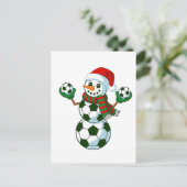 Sneeuwman Voetbal Kerstsport liefhebbers Uitnodiging Briefkaart (Staand voorkant)