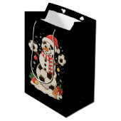 Sneeuwman Voetbal Kerstvakantie Winter Xmas Sport Medium Cadeauzakje (Voorkant Gekanteld)