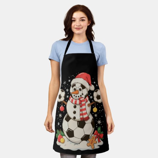 Sneeuwman Voetbal Kerstvakantie Winter Xmas Sport Schort (Gedragen)