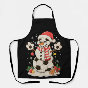 Sneeuwman Voetbal Kerstvakantie Winter Xmas Sport Schort