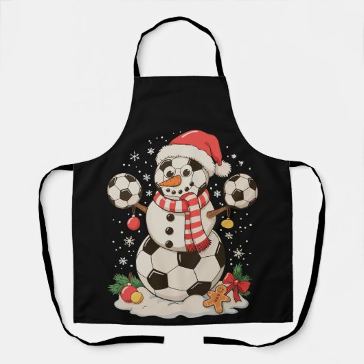 Sneeuwman Voetbal Kerstvakantie Winter Xmas Sport Schort (Voorkant)