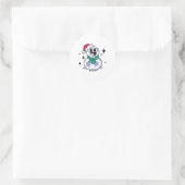 Sneeuwman Voetbal Ronde Sticker (Tas)