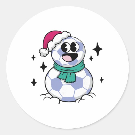 Sneeuwman Voetbal Ronde Sticker (Voorkant)