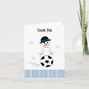 Sneeuwman Voetbalspeler Bedankkaart