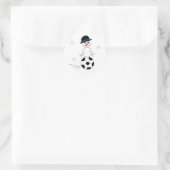 Sneeuwman Voetbalspeler Ronde Sticker (Tas)