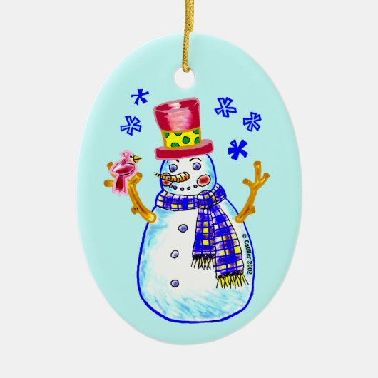 Sneeuwman Vogel Vriend ornament (Voorkant)