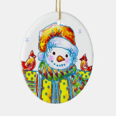 Sneeuwman Vogelman  Keramisch Ornament (Rechts)