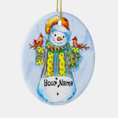 Sneeuwman Vogelman kerstornament Keramisch Ornament (Rechts)