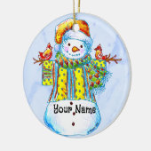 Sneeuwman Vogelman kerstornament Keramisch Ornament (Links)