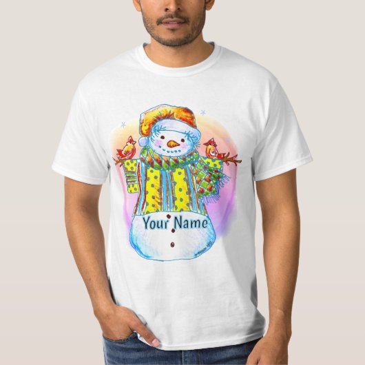 Sneeuwman Vogelman  T-shirt (Voorkant)