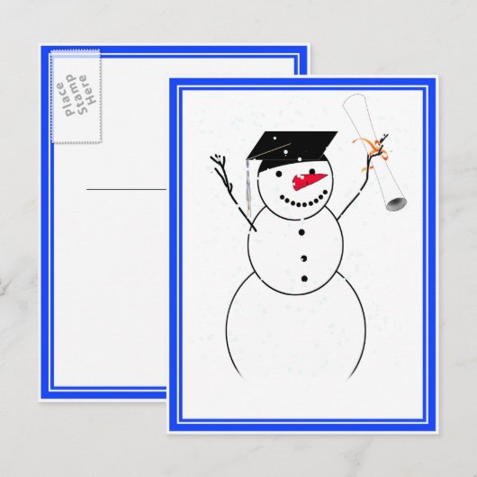 Sneeuwman voor de kleine Afstuderen Aankondigingskaart (Voorkant / Achterkant)