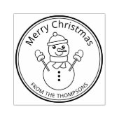 Sneeuwman Vorm Festieve Tekening Prettig Kerstfees Rubberstempel (Afrduk)