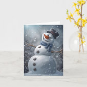 Sneeuwman Vouwkaart Kaart (Gele Bloem)