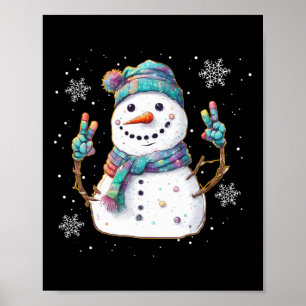 Sneeuwman Vredesbord Kerstmis Sneeuw Frosty Winter Poster