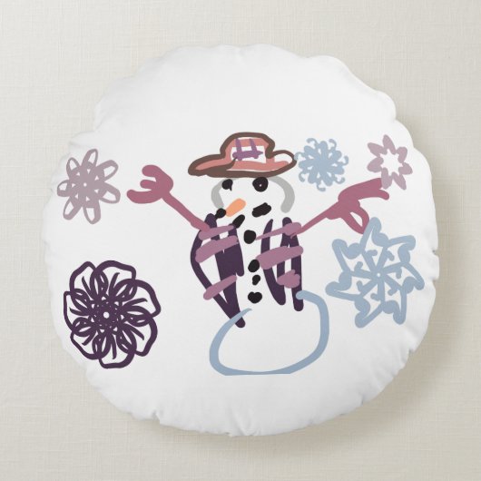Sneeuwman vreugde vriendelijk rond kussen (Voorkant)