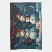 Sneeuwman vreugdevolle kerst theedoek (Verticaal)