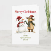 Sneeuwman Vriendschap Kerst Kaart (Voorkant)