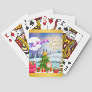 Sneeuwman Vrolijk Kerstboom Geschenk & Gelukkig Ni Pokerkaarten