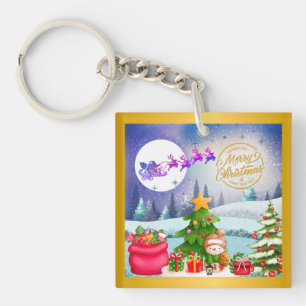 Sneeuwman Vrolijk Kerstboom Geschenk & Gelukkig Ni Sleutelhanger