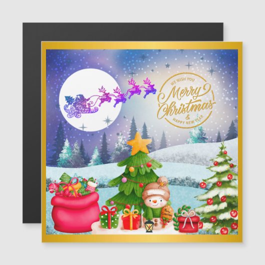 Sneeuwman Vrolijk Kerstboom Gift & Gelukkig Nieuwj (Voorkant / Achterkant)