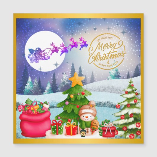 Sneeuwman Vrolijk Kerstboom Gift & Gelukkig Nieuwj (Voorkant)