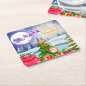 Sneeuwman Vrolijk Kerstboom Gift & Gelukkig Nieuwj Kartonnen Onderzetters (Schuin)